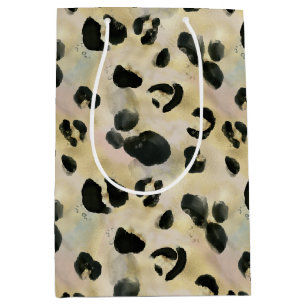 Cheetah Animal Print Black, Gold Mittlere Geschenktüte