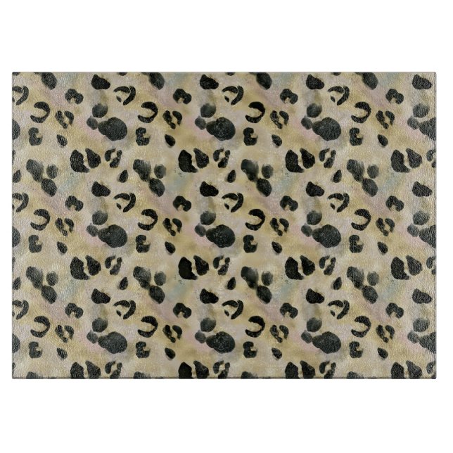 Cheetah Animal Print Black, Gold Schneidebrett (Vorderseite)