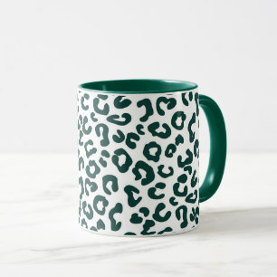 Cheetah Animal Print in Pine Green und White Tasse