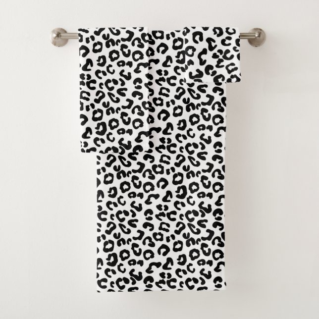 Cheetah Animal Print in Schwarz und Weiß Badhandtuch Set (Insitu)