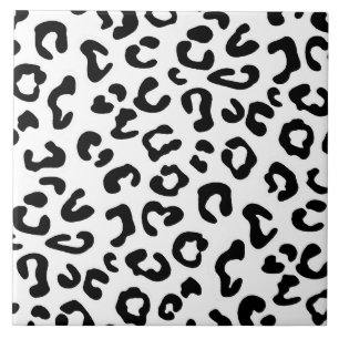 Cheetah Animal Print in Schwarz und Weiß Fliese