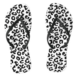Cheetah Animal Print in Schwarzweiß Flip Flops