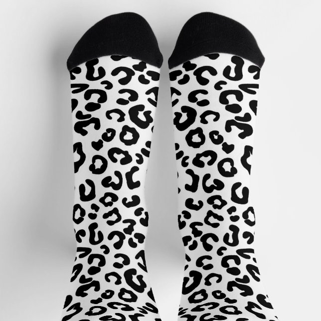 Cheetah Animal Print in Schwarzweiß Socken (Oben)