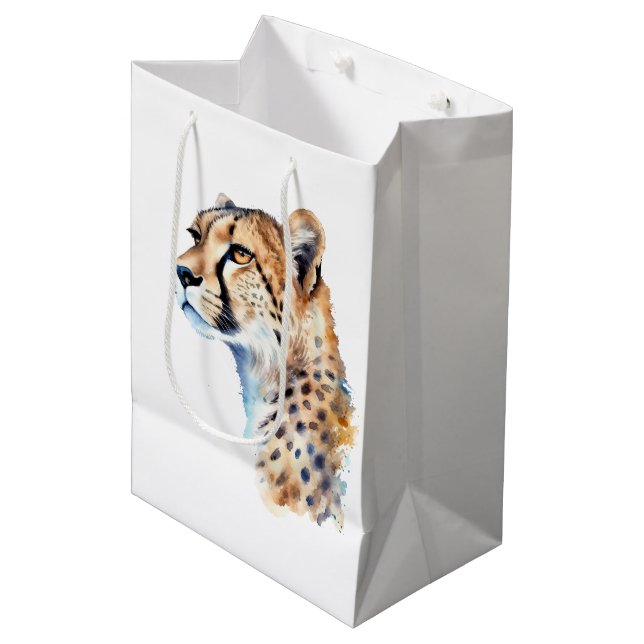 Cheetah Animal Print Mittlere Geschenktüte (Vorderseite Schrägansicht)