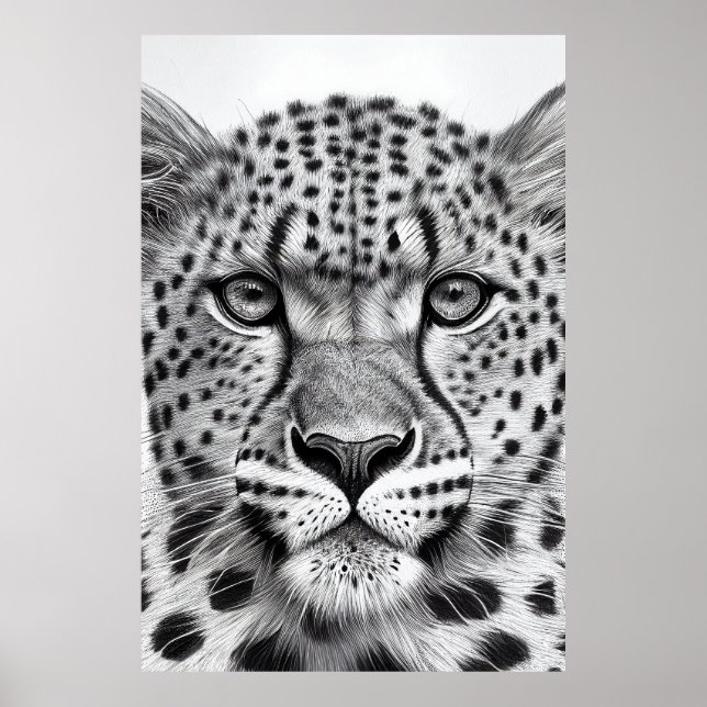 Cheetah Animal Wild Nature Illustration Line Epic Poster (Vorne)