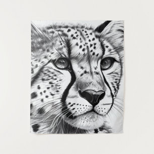 Cheetah Animal Wild Nature Illustration Line Epic Wandteppich