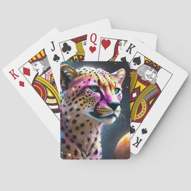 Cheetah auf Weltraumkarten Spielkarten (Rückseite)