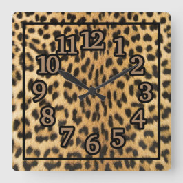 Cheetah Big Cat Animal Print Quadratische Wanduhr