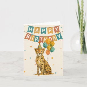 Cheetah Birthday Card - Fun Animal Party Design Karte