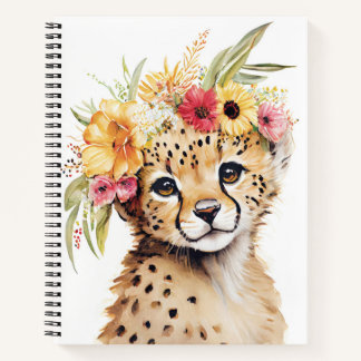 Cheetah Blume Crosstraßen Kunst, Dichtung und Musi Notizbuch