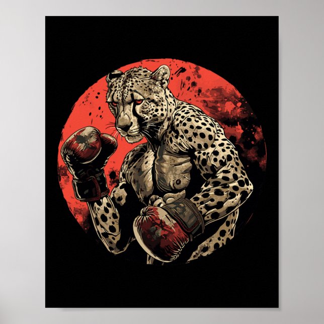 Cheetah Boxer Fighter Boxing Poster (Vorne)