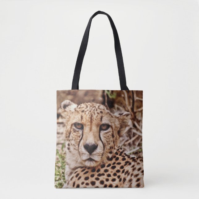 Cheetah Cat Mittlere große Tasche (Vorderseite)