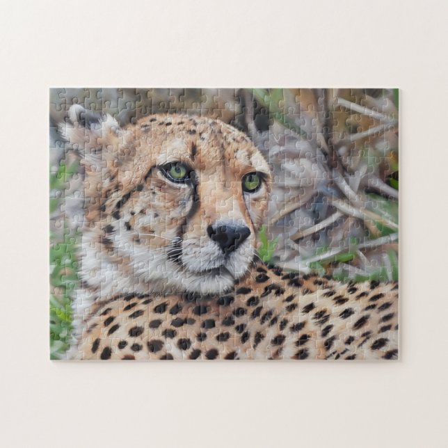 Cheetah Cat Wilde Kunst Naturpuzzle Puzzle (Horizontal)
