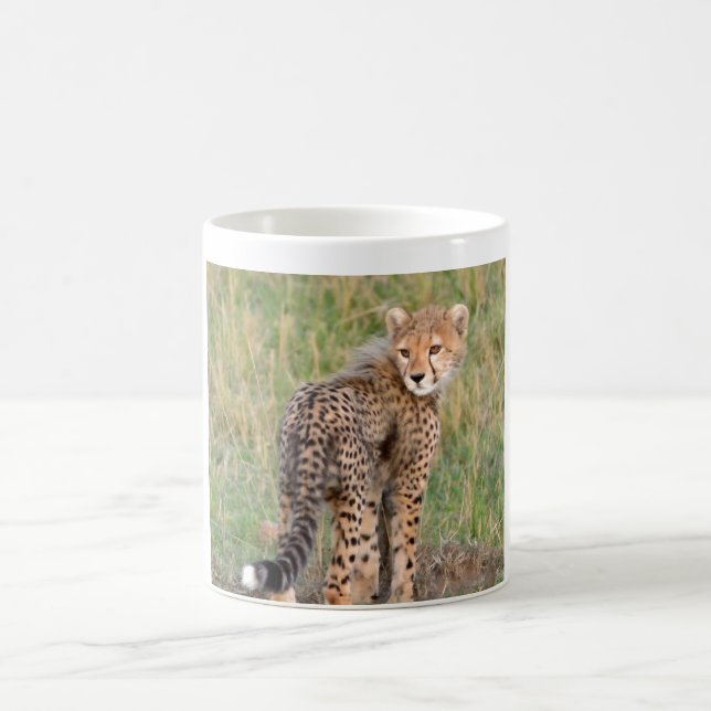 Cheetah Cub sieht zurück auf dich. Kaffeetasse (Mittel)