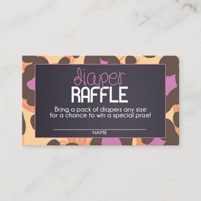 Cheetah Diaper Raffle Ticket Begleitkarte (Vorderseite)