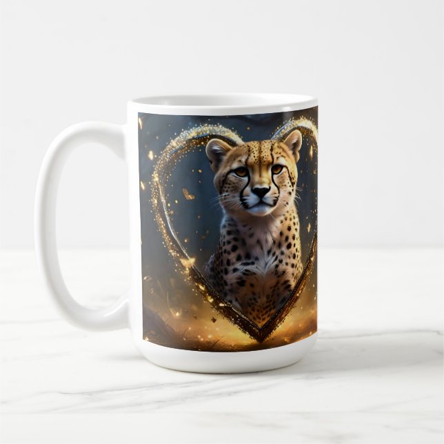 Cheetah: Ein goldenes Liebe Herz Kaffeetasse (Links)