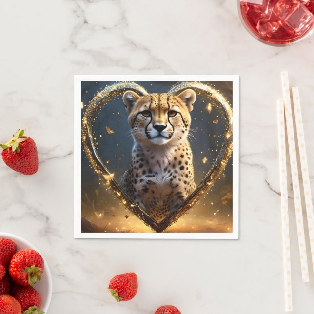 Cheetah: Ein goldenes Liebe Herz Serviette (Beispiel)