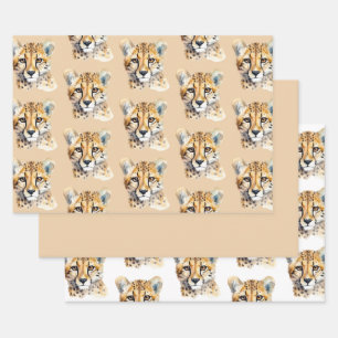 Cheetah Face Geschenkpapier Set