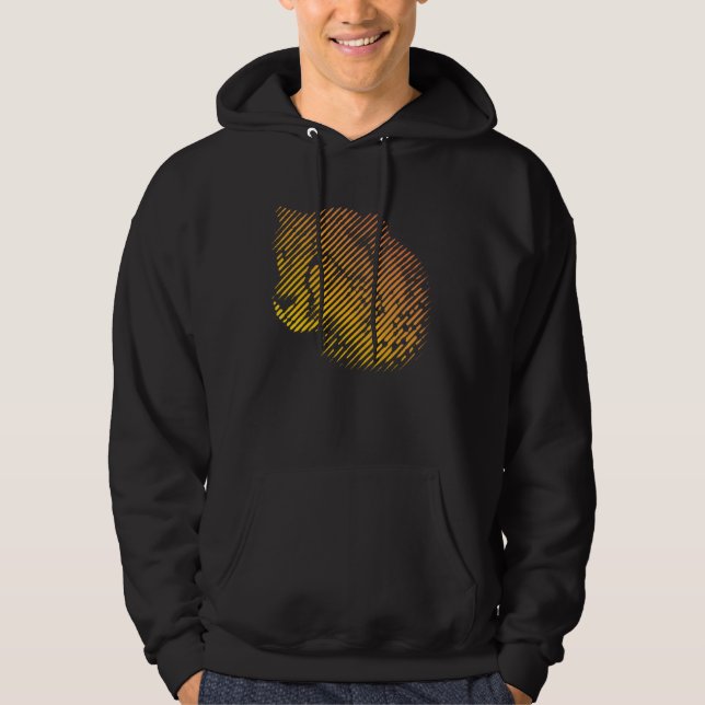 Cheetah Face in Red and Orange Stripes for Cheetah Hoodie (Vorderseite)