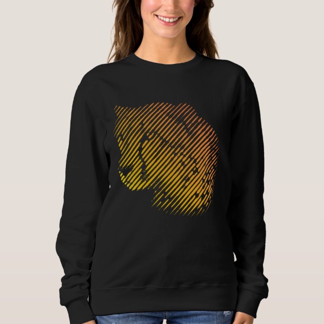 Cheetah Face in Red and Orange Stripes for Cheetah Sweatshirt (Vorderseite)