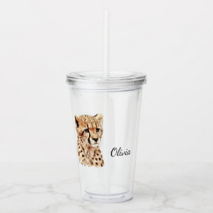 Cheetah Face Personalisiert Acryltrinkbecher