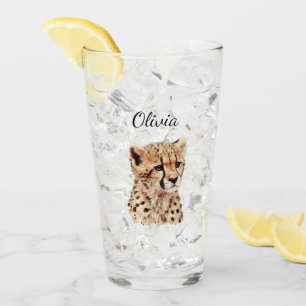 Cheetah Face Personalisiert Glas