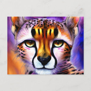 Cheetah Firey Kupfer Lilac Schwarz-Weiß Streifen Postkarte