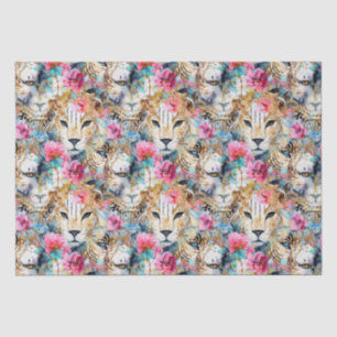 Cheetah Floral Boho Wasserfarben-Muster Seidenpapier