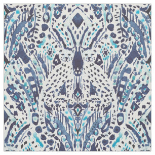 CHEETAH FRIEND Ikat Tribal in Indigo Stoff