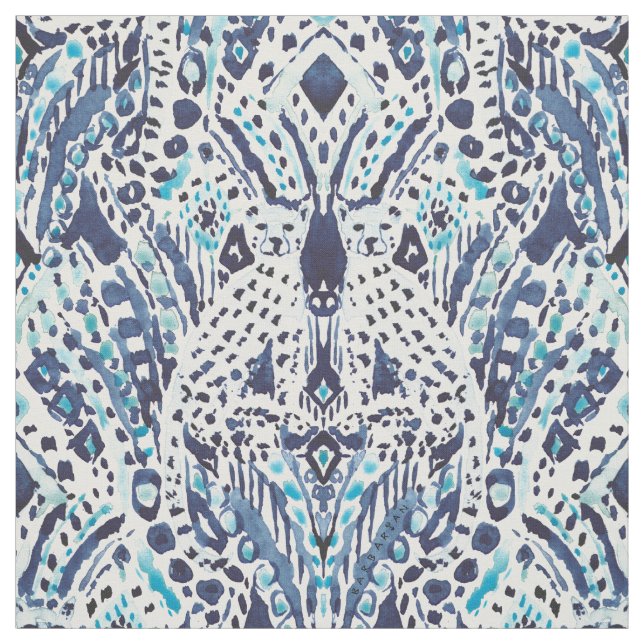 CHEETAH FRIEND Ikat Tribal in Indigo Stoff (Muster)