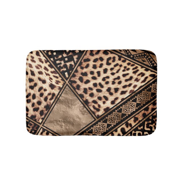 Cheetah Fur mit ethnischen Ornamenten Badematte (Vorderseite)