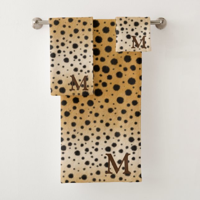 Cheetah Fur realistische tierische Print Brown Mon Badhandtuch Set (Insitu)