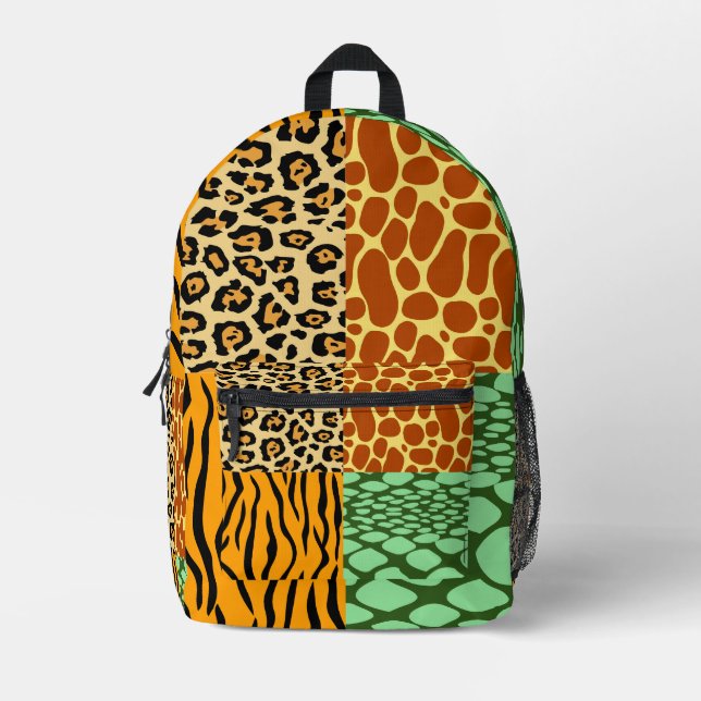 Cheetah, Giraffe, Tiger und Schlange Bedruckter Rucksack (Vorderseite)