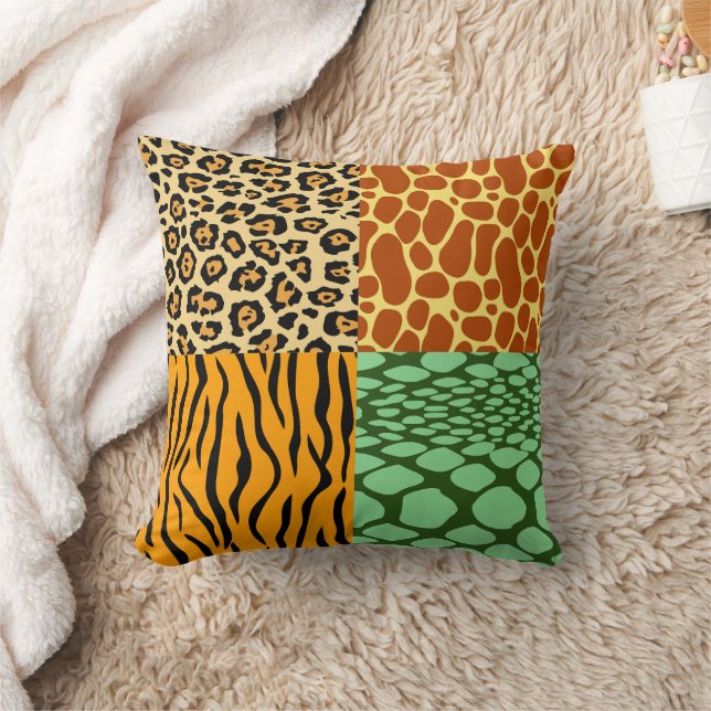 Cheetah, Giraffe, Tiger und Schlange Kissen (Decke)