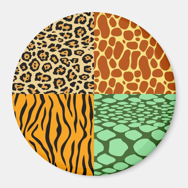 Cheetah, Giraffe, Tiger und Schlange Magnet (Vorne)