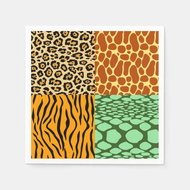 Cheetah, Giraffe, Tiger und Schlange Serviette (Vorderseite)