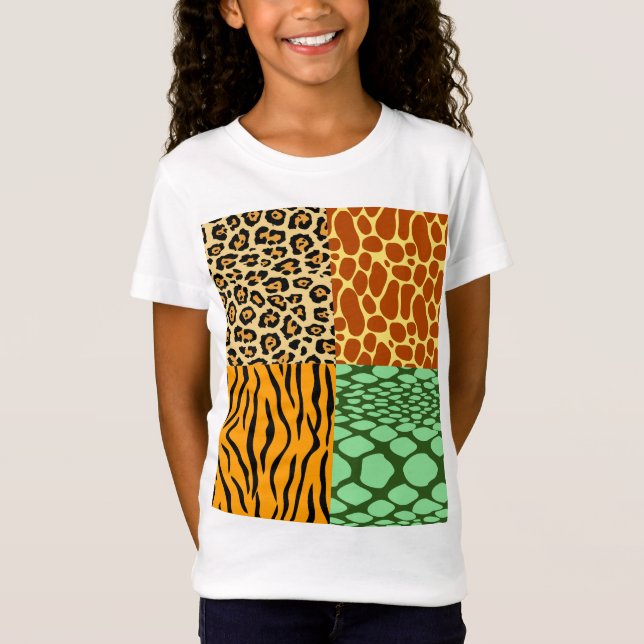 Cheetah, Giraffe, Tiger und Schlange T-Shirt (Vorderseite)
