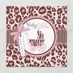 Cheetah Girl Einladung Square Pink B