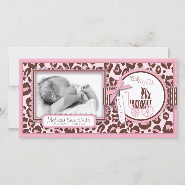 Cheetah Girl Foto Card Rosa Ankündigung (Vorderseite)