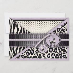 Cheetah Girl Invitation Card Lilac Einladung