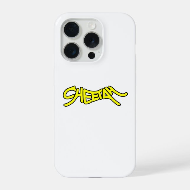 Cheetah Graffiti Style Typography Bold Yellow iPhone Hülle (Rückseite)