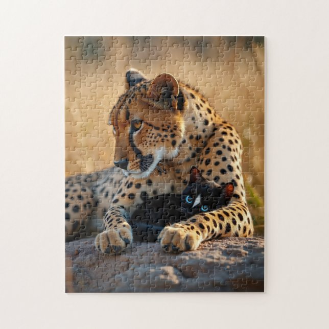 Cheetah Guardian, Kätzchen Herz Puzzle (Vertikal)
