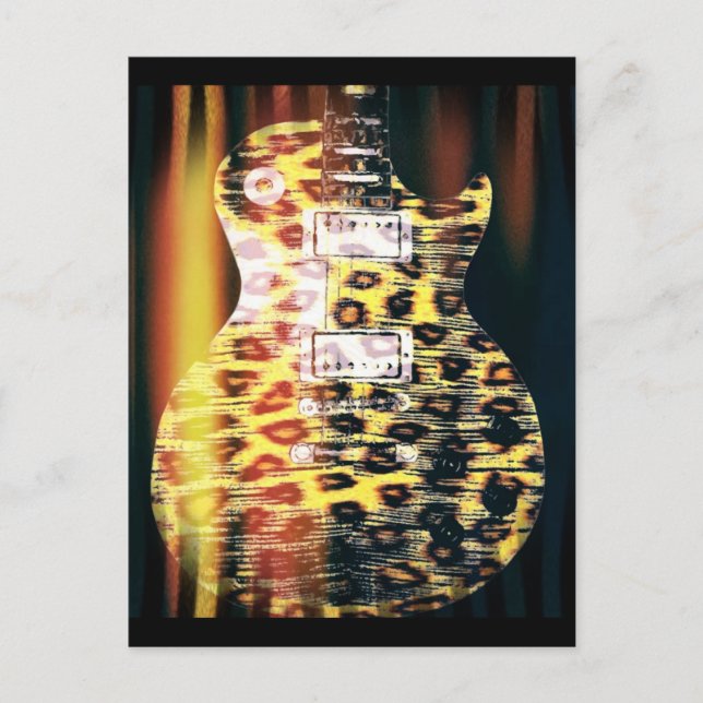 Cheetah Guitar Postcard Postkarte (Vorderseite)