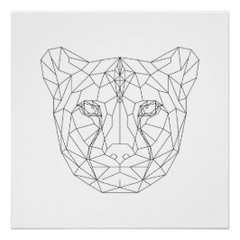 Cheetah Head Geometrie Schwarz & Weiß Moderne Kuns Poster