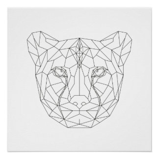 Cheetah Head Geometrie Schwarz & Weiß Moderne Kuns Poster