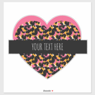 Cheetah Heart Pink Text Car Aufkleber