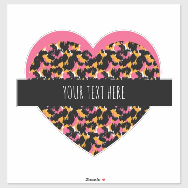 Cheetah Heart Pink Text Car Aufkleber (Blatt)