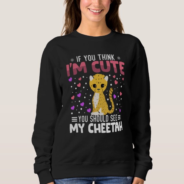 Cheetah Heart Valentine's Day Animal For Womens Ki Sweatshirt (Vorderseite)