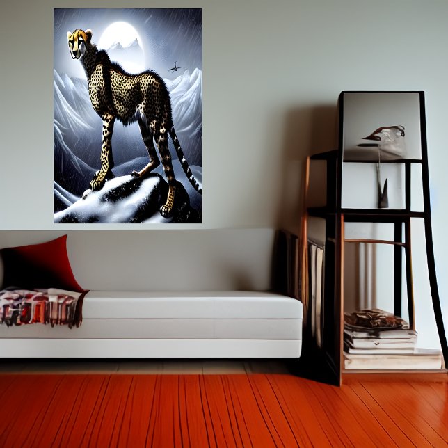 Cheetah im schneebedeckten Berg | AI Art Poster (Von Creator hochgeladen)