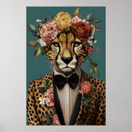 Cheetah In Suit Poster, Cheetah Portrait, Cheetah Poster